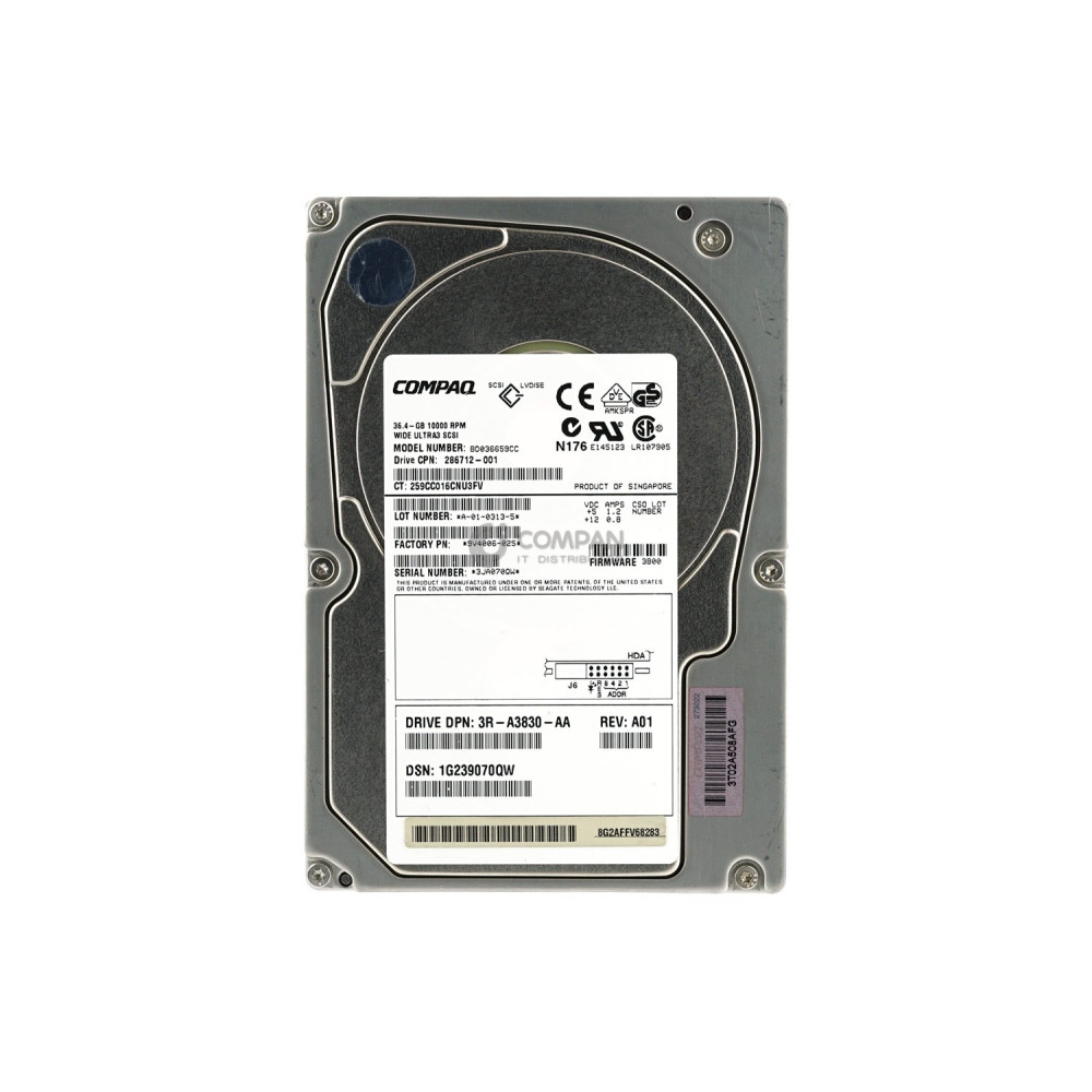 286712-001 HP HDD 36.4GB  10K  ULTRA3  SCSI  3.5" LFF